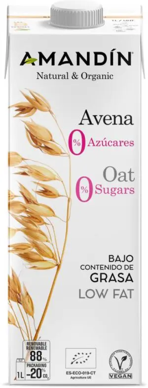 AMANDIN BEBIDA DE AVENA ZERO AZUCARES 1 LT 