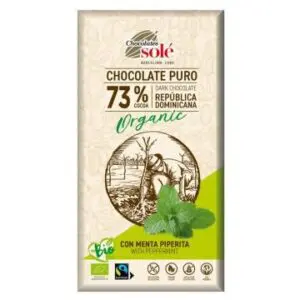 CHOCOLATE SOLE NEGRO 73  ECOLÓGICO CON MENTA 100GR