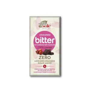 CHOCOLATE SOLE ZERO NEGRO 72  AVELLANAS CON STEVIA
